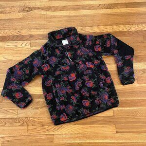 Urban Outfitters Floral Sherpa Fleece 1/4 Zip Pullover - Men's Small